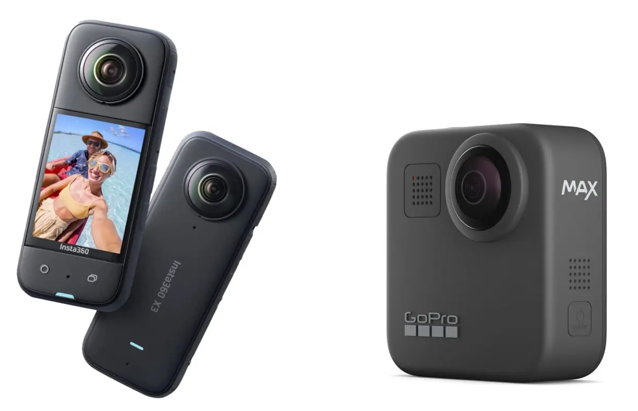 GoPro Hero Max and Insta360 X4, X5 Tandem Handcams