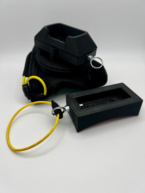 Insta360 X5 tandem handcam glove with optional cutaway.