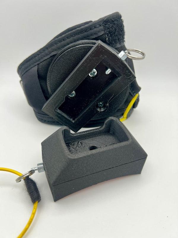 Insta360 X5 tandem handcam glove with optional cutaway.